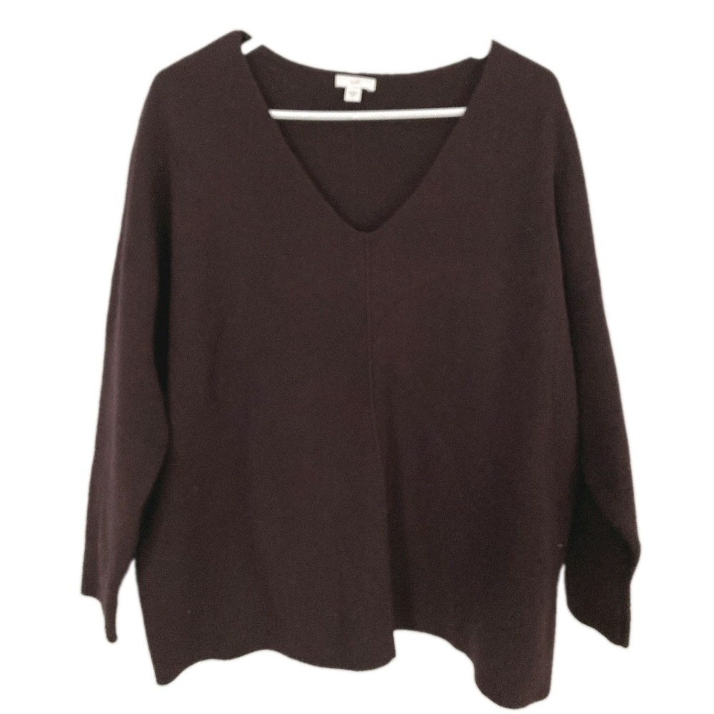 J. Jill Sweater Women XL Purple Vneck Relaxed Pullover Knit Long Sleeve Soft EUC